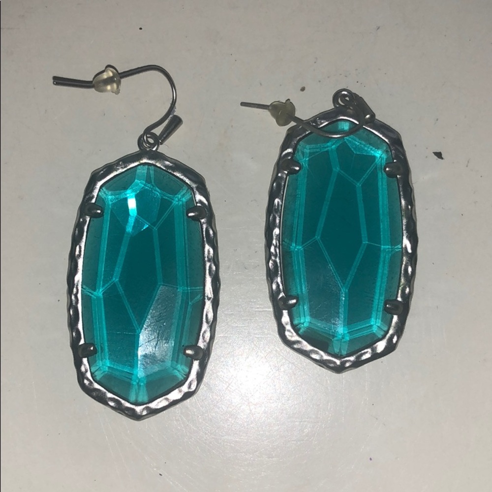 Teal and silver Danielle Kendra Scott earrings